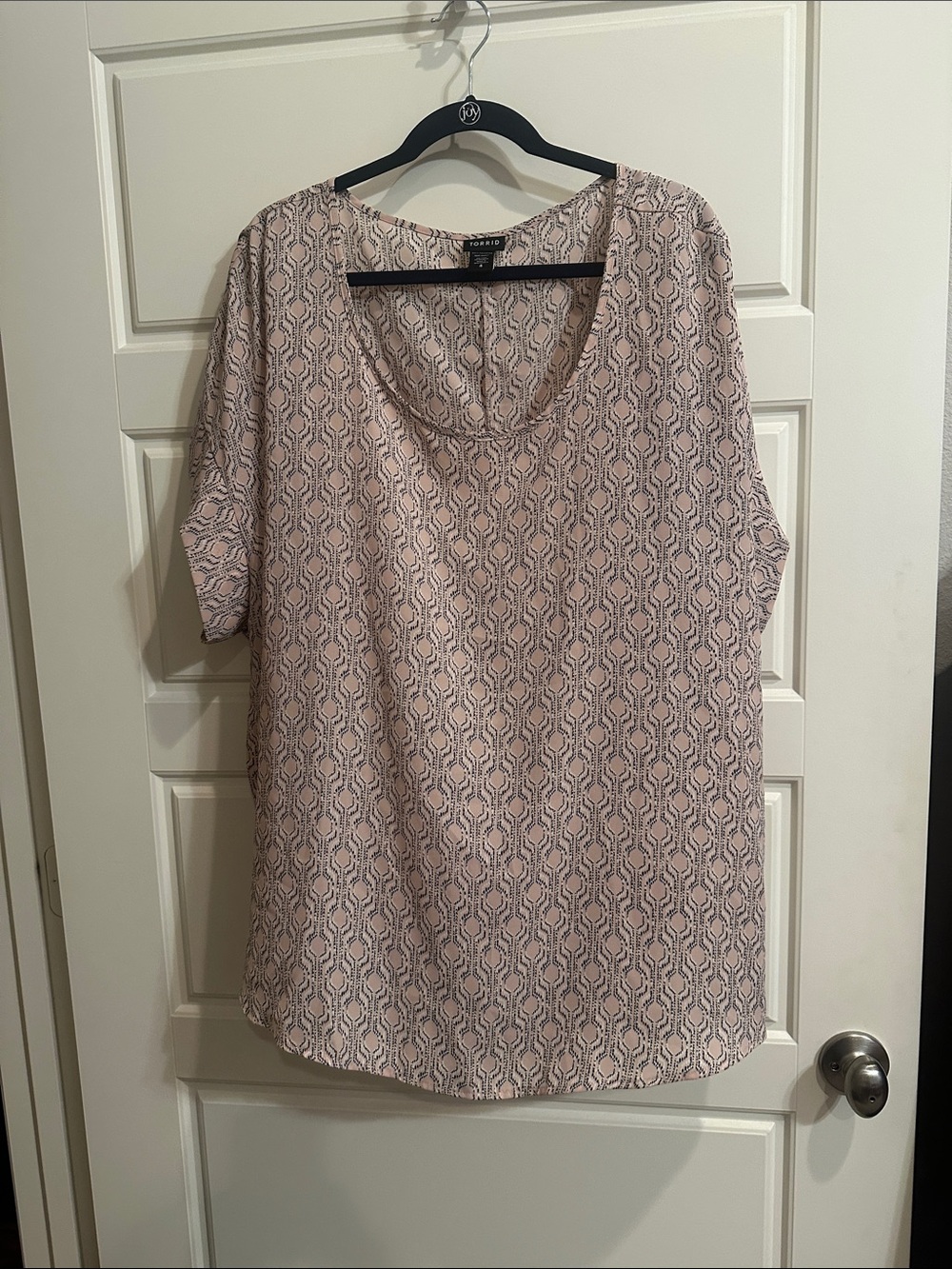 torrid Pale Pink Patterned Scoop Neck Short Sleeve Top